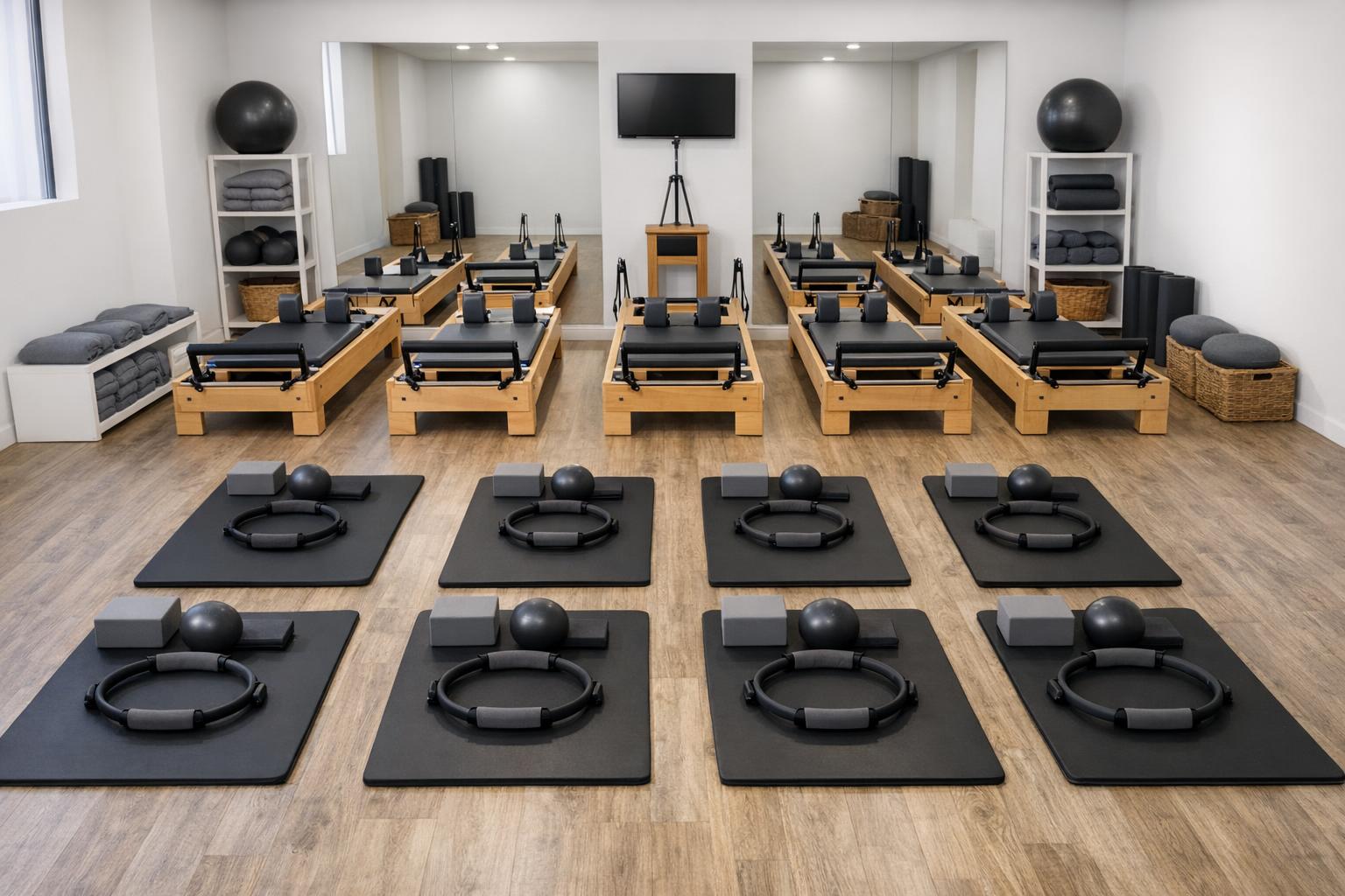 studio pilates z reformerami i matami gotowe do szkolenia